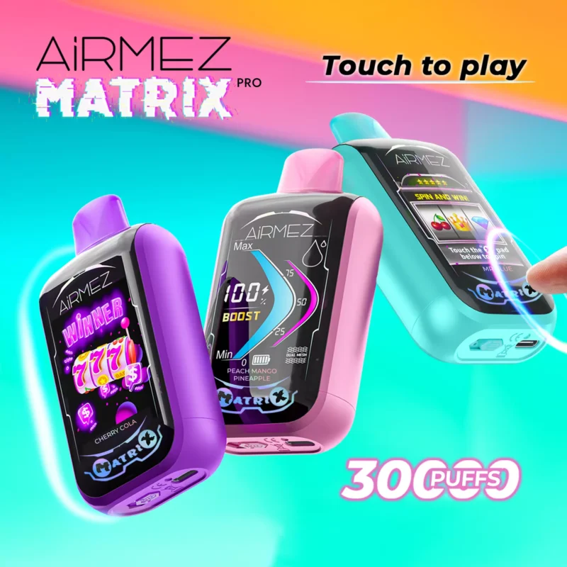 Airmez Matrix Pro 30000 Puffs Touch Screen Rechargeable Disposable Vapes