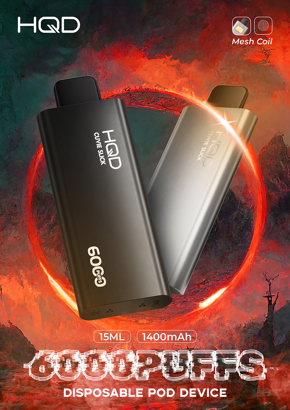 The HQD Cuive Slick 6000 device held in hand